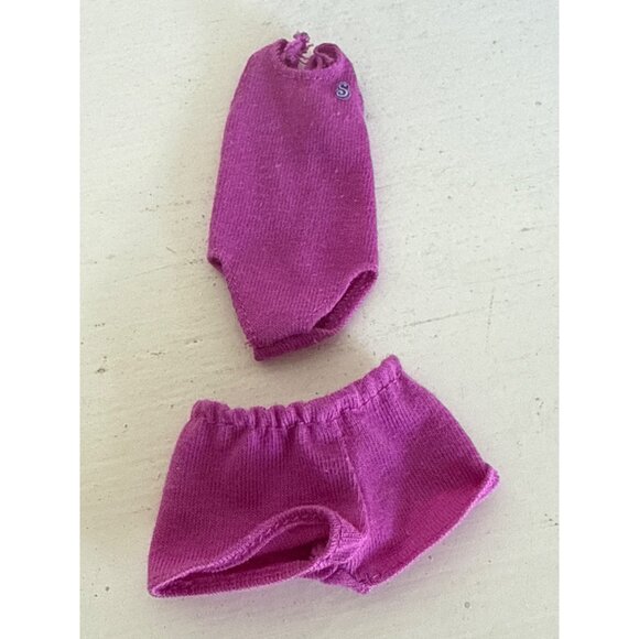 Vintage Barbie Doll Skipper Purple Two Piece Bathing Suit and Shorts Beach Wear - Picture 1 of 2